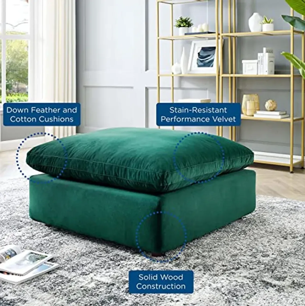 Modway Modular Sofa Commix Down Filled Overstuffed Performance Velvet