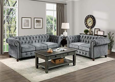 Lexicon Boswell 2-Piece Living Room Set, Dark Gray