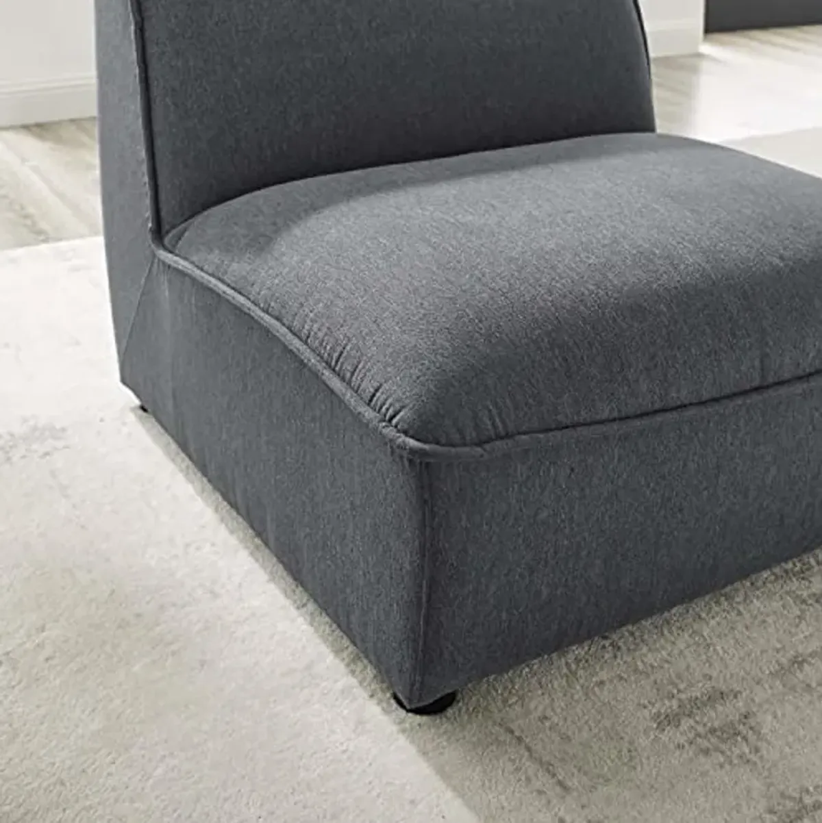 Modway Comprise Fabric Upholstered Sectional, Armless Chair, Charcoal