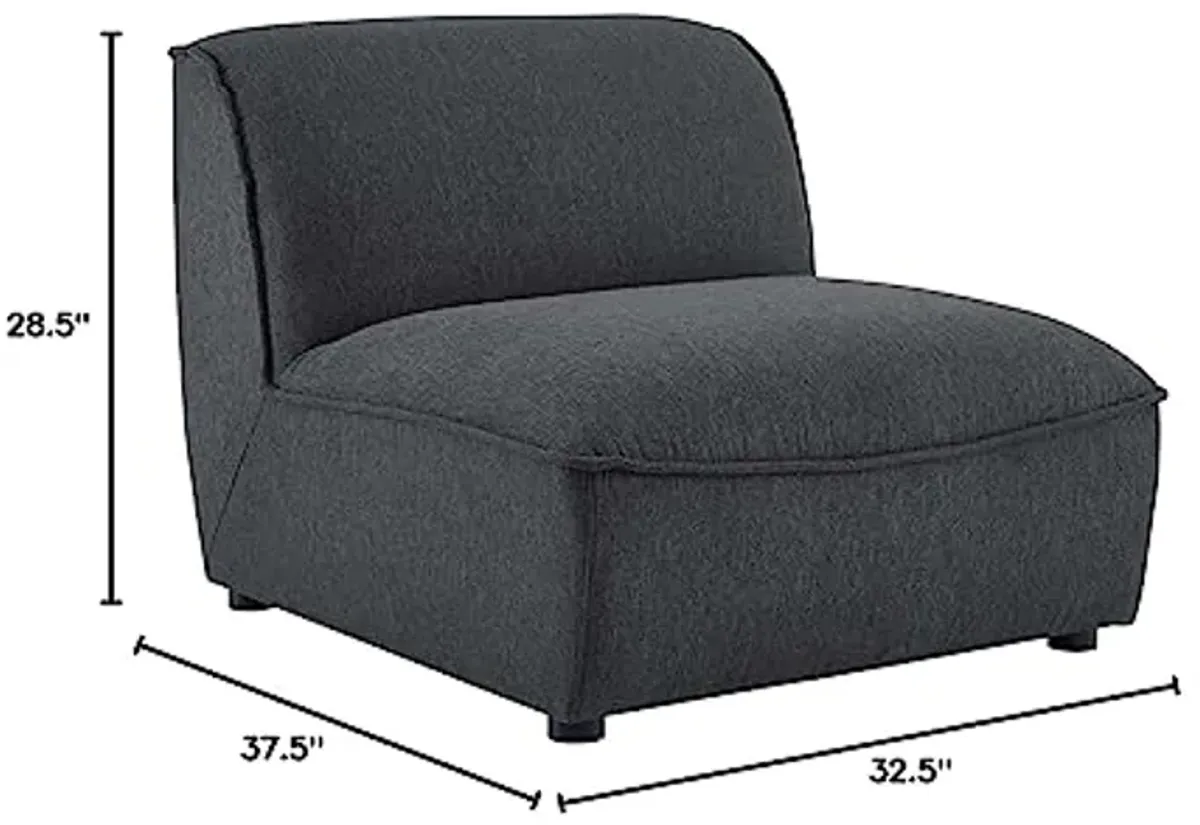 Modway Comprise Fabric Upholstered Sectional, Armless Chair, Charcoal