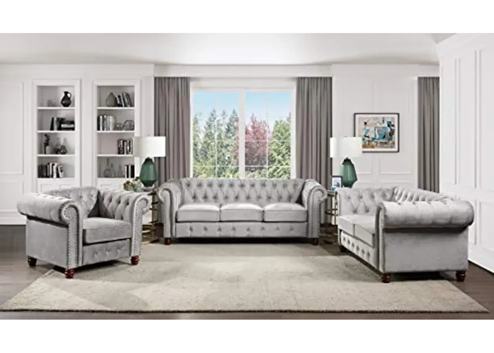 Lexicon Boswell 3-Piece Living Room Set, Gray