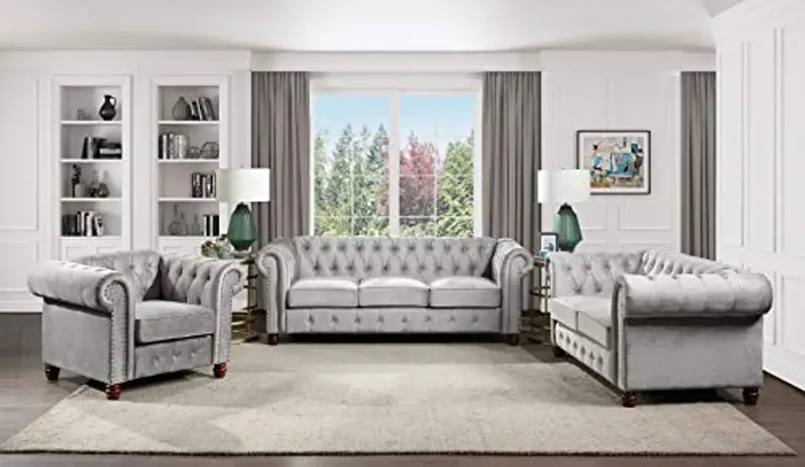 Lexicon Boswell 3-Piece Living Room Set, Gray