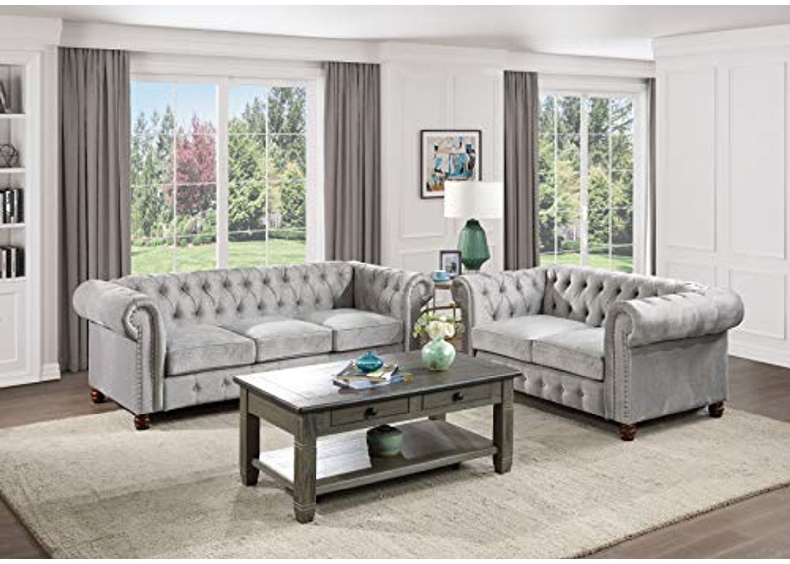 Lexicon Boswell 2-Piece Living Room Set, Gray