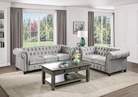 Lexicon Boswell 2-Piece Living Room Set, Gray