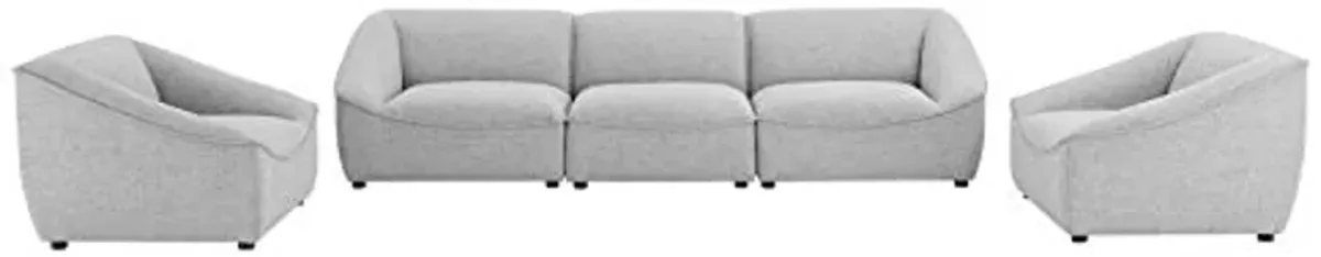 Modway Comprise 5-Piece Living Room Set in Light Gray