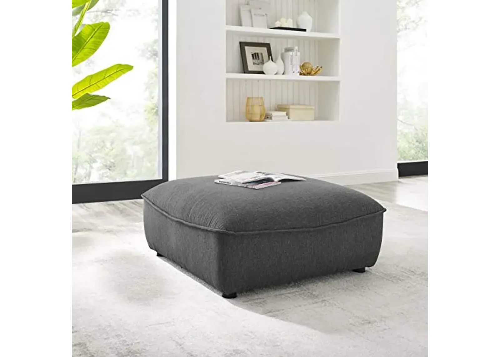 Modway EEI-4419-CHA Comprise Sectional Sofa Ottoman, Charcoal