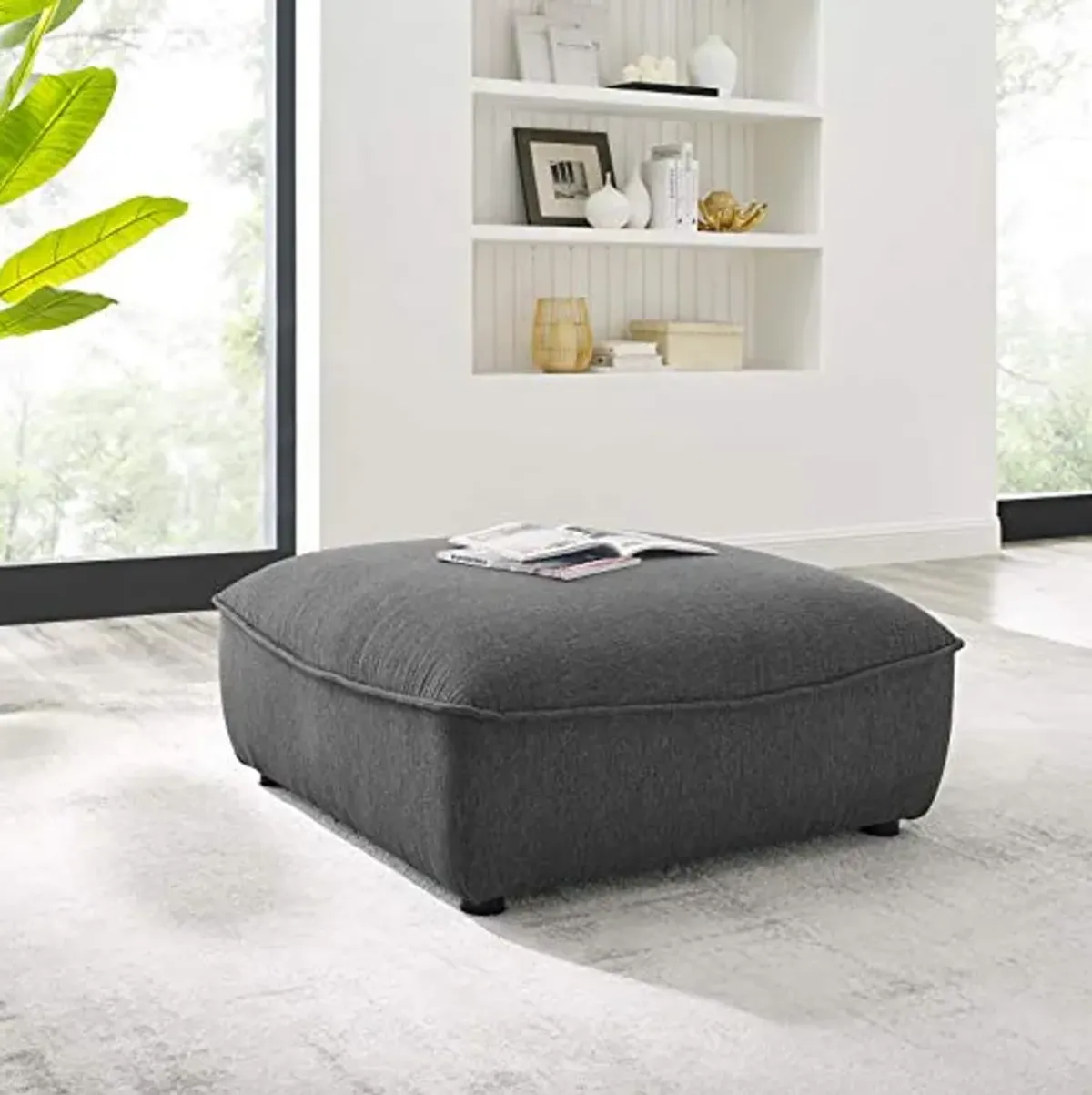 Modway EEI-4419-CHA Comprise Sectional Sofa Ottoman, Charcoal