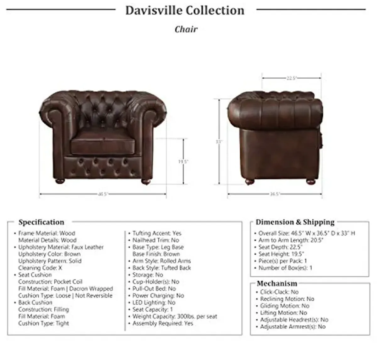 Lexicon Davisville 3-Piece Living Room Set, Brown