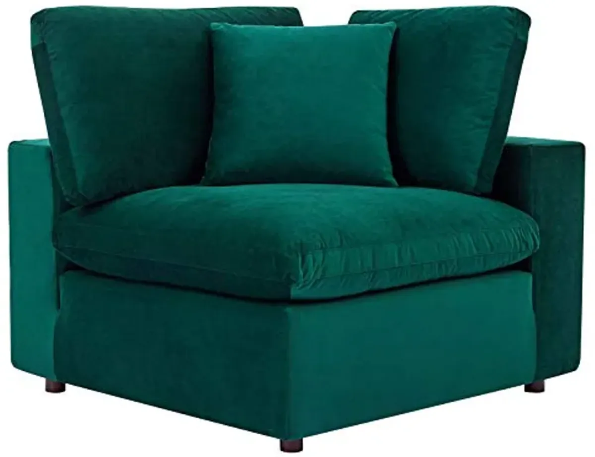 Modway Commix Down Filled Overstuffed Performance Velvet 8-Piece Sectional Sofa in Green