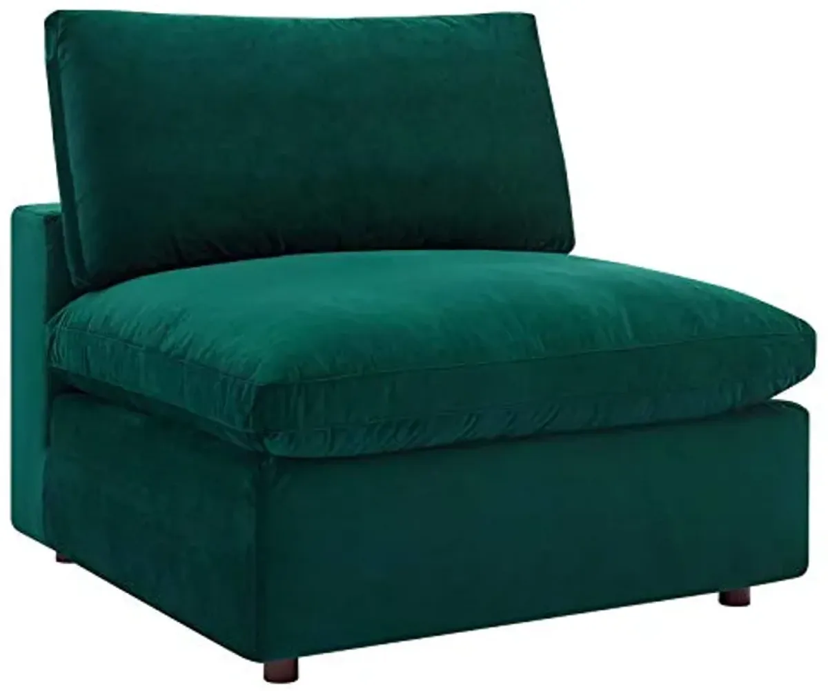 Modway Commix Down Filled Overstuffed Performance Velvet 8-Piece Sectional Sofa in Green