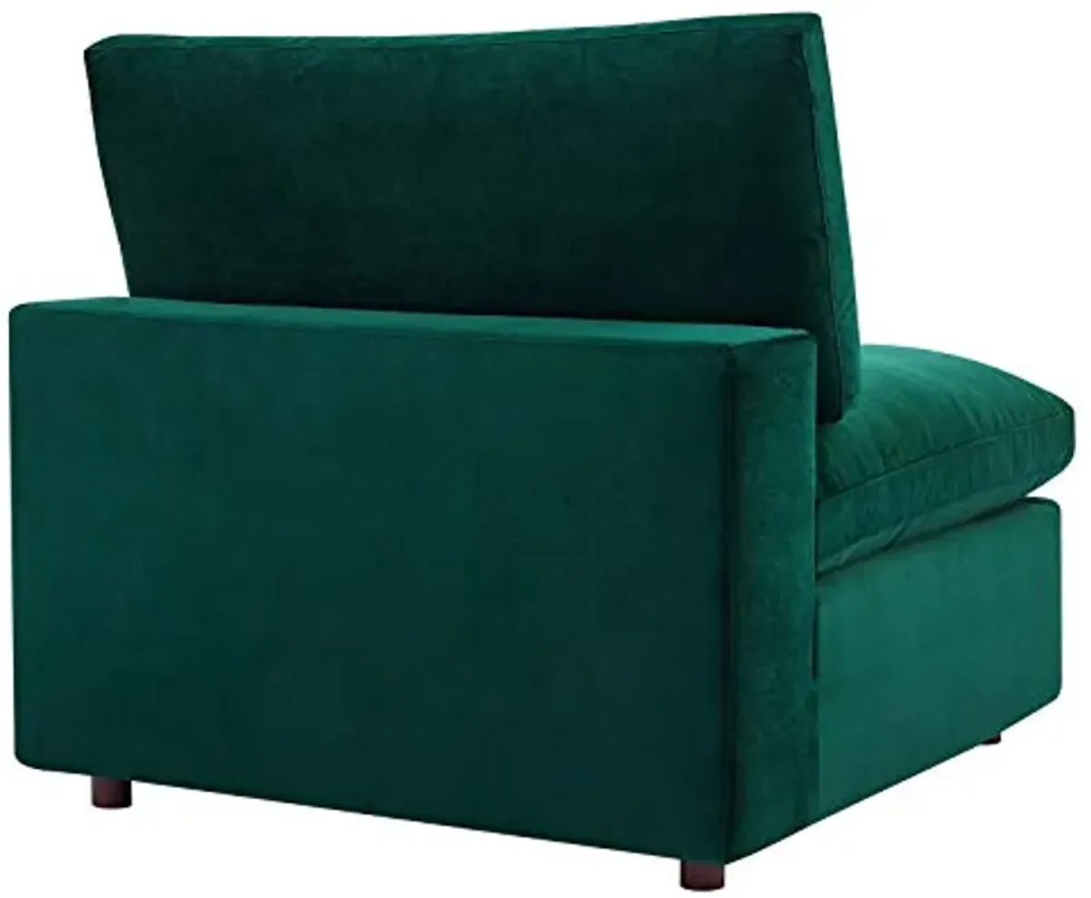 Modway Commix Down Filled Overstuffed Performance Velvet 8-Piece Sectional Sofa in Green