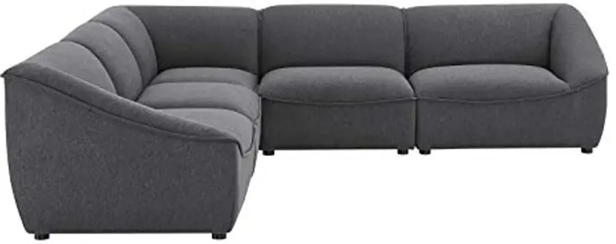 Modway Comprise Fabric Upholstered Sectional Sofa, 5-Piece Set, Charcoal