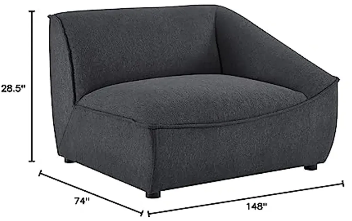 Modway Comprise Fabric Upholstered Sectional Sofa, 6-Piece w/Double Chaise, Charcoal