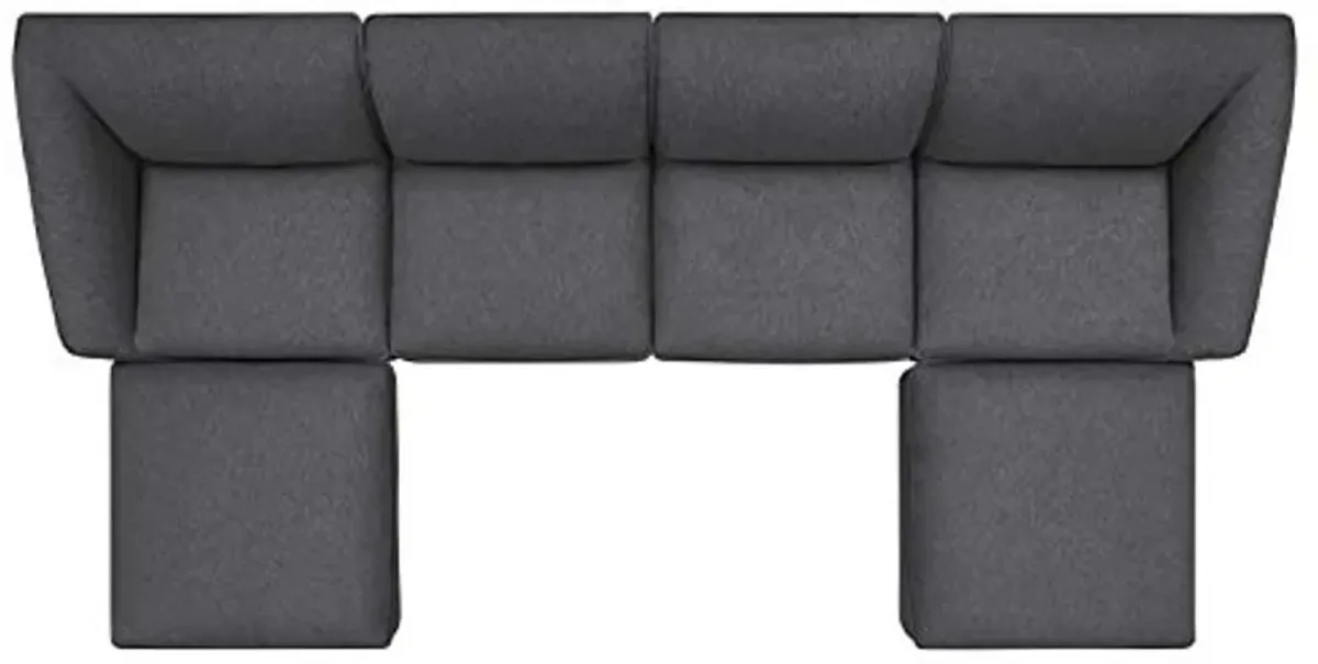 Modway Comprise Fabric Upholstered Sectional Sofa, 6-Piece w/Double Chaise, Charcoal