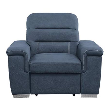 Lexicon Otis Living Room Chair with Pull-Out Ottoman, Blue