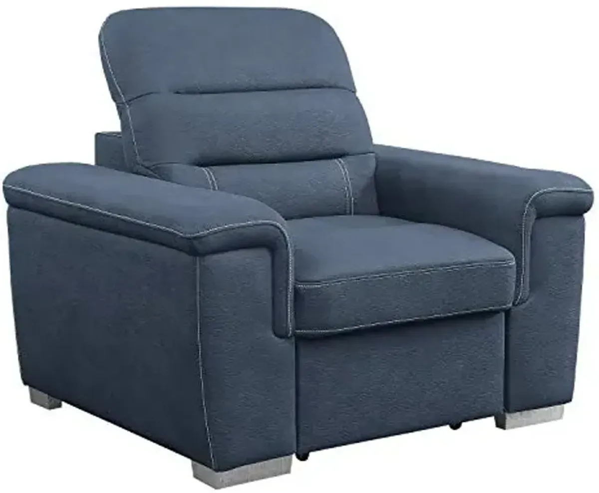 Lexicon Otis Living Room Chair with Pull-Out Ottoman, Blue