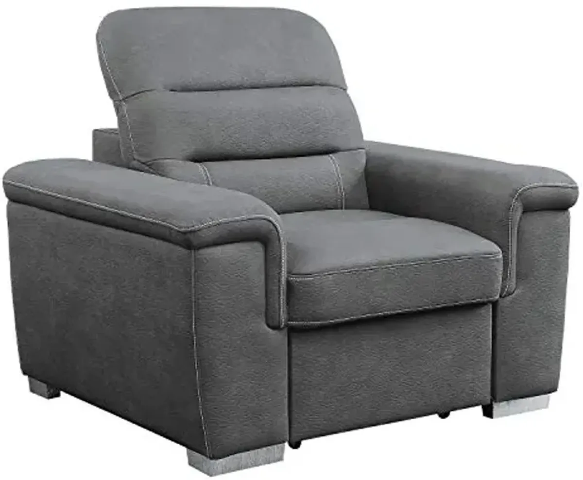 Lexicon Otis Living Room Chair with Pull-Out Ottoman, Gray