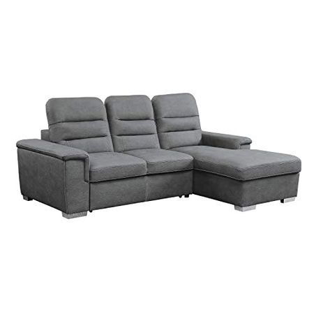 Lexicon Otis Living Room Sectional Sofa Sleeper with Storage, Gray