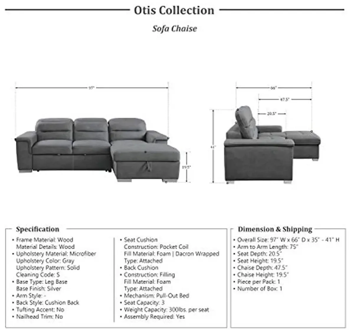 Lexicon Otis 2-Piece Living Room Set, Gray