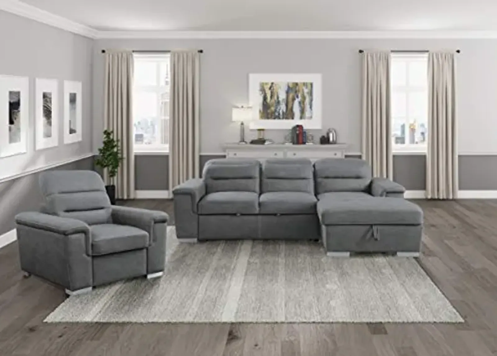 Lexicon Otis 2-Piece Living Room Set, Gray