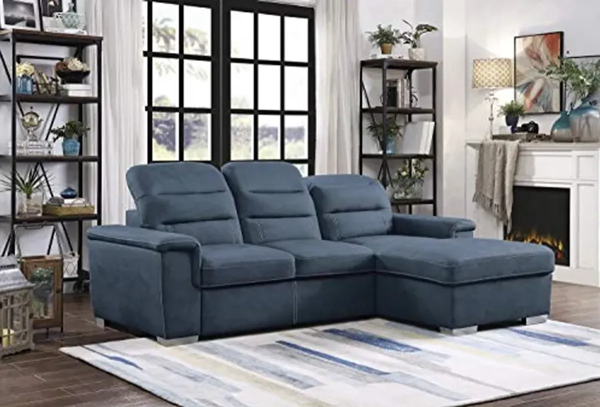 Lexicon Otis Living Room Sectional Sofa Sleeper with Storage, Blue