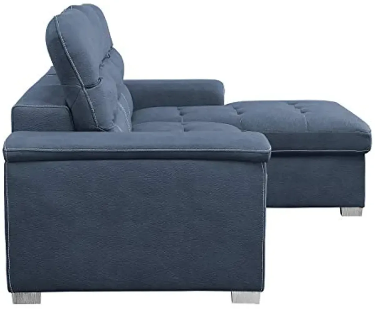 Lexicon Otis Living Room Sectional Sofa Sleeper with Storage, Blue