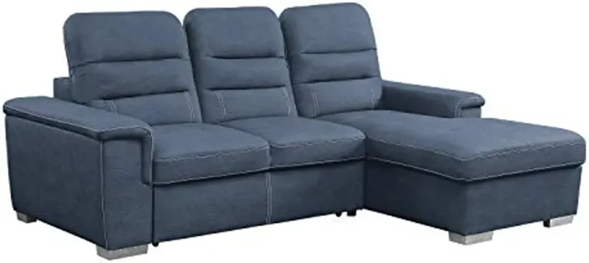 Lexicon Otis Living Room Sectional Sofa Sleeper with Storage, Blue