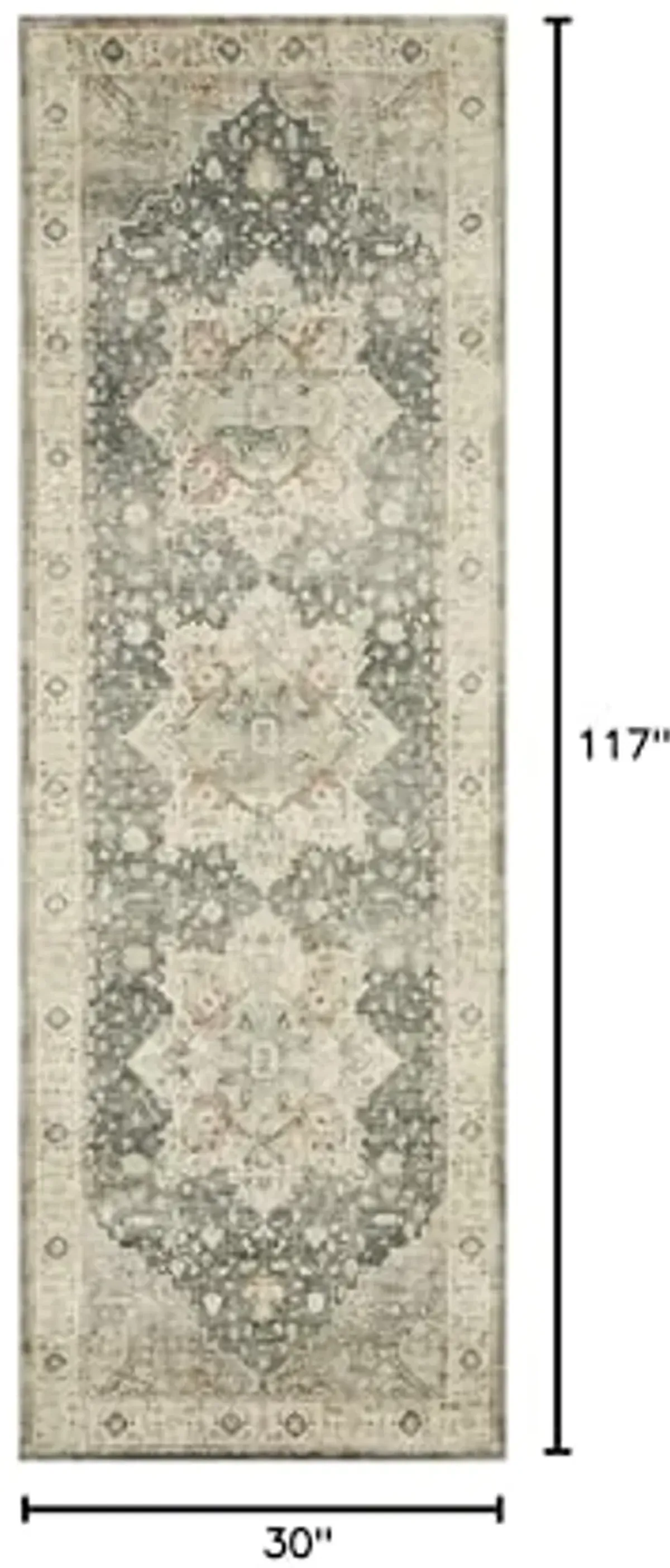 Loloi II Rosette Slate/Ivory 2'-6" x 9'-9" Runner Rug