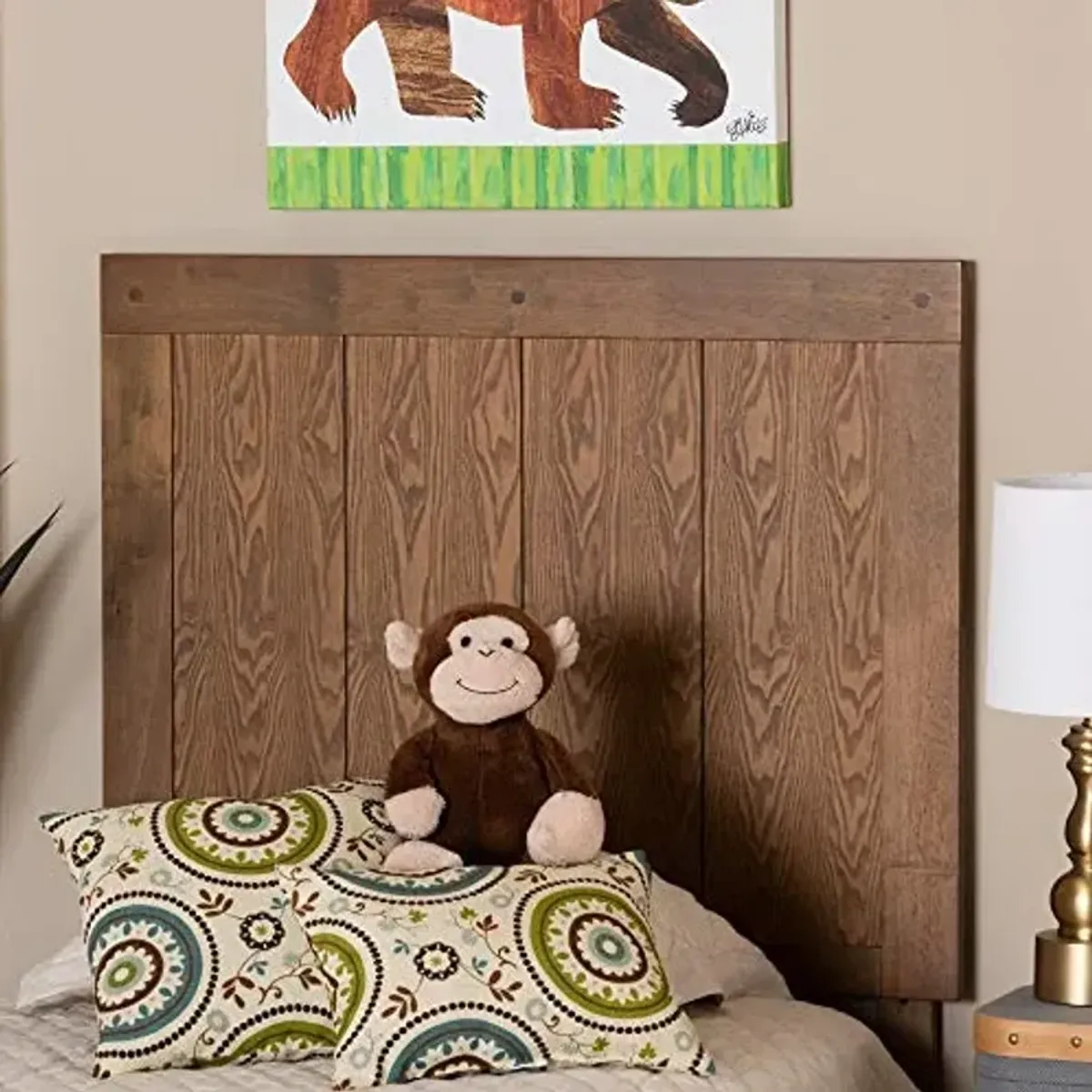 Baxton Studio Patwin Modern and Contemporary Transitional Ash Walnut Finished Wood Twin Size Headboard