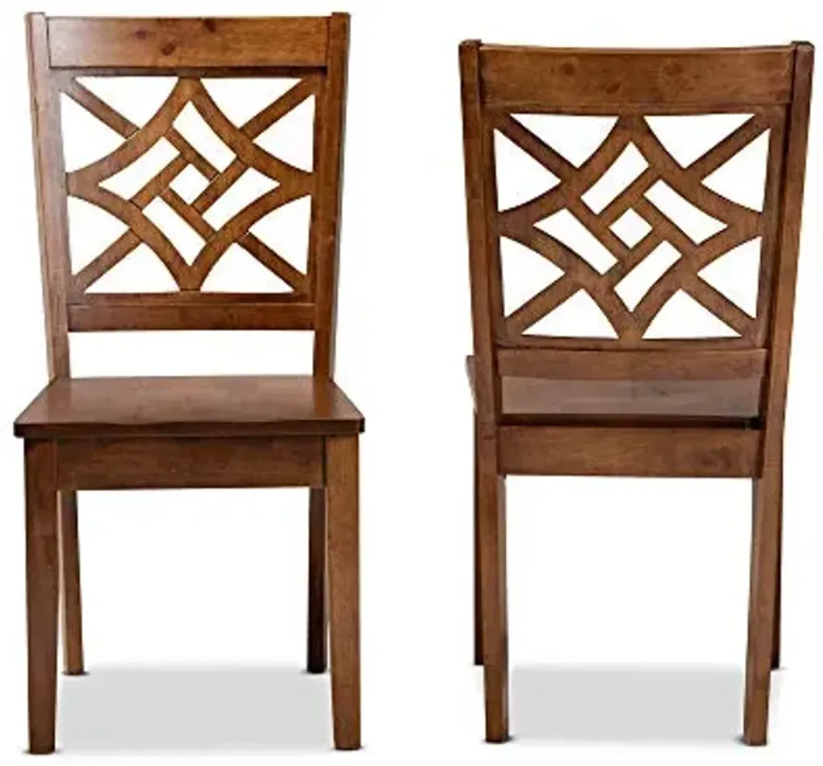 Baxton Studio Nicolette Dining Chair and Dining Chair Walnut Brown Finished Wood 2-Piece Dining Chair Set