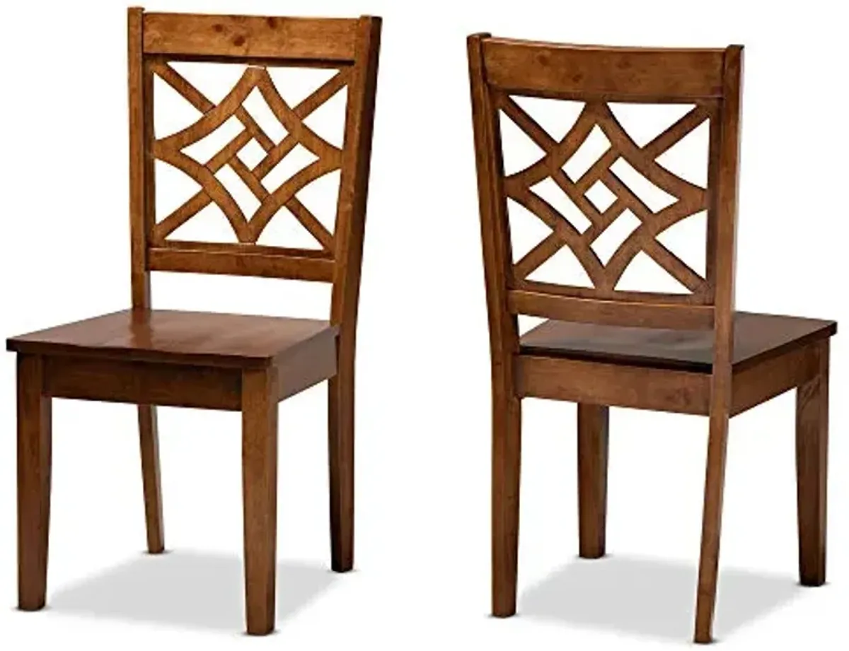 Baxton Studio Nicolette Dining Chair and Dining Chair Walnut Brown Finished Wood 2-Piece Dining Chair Set