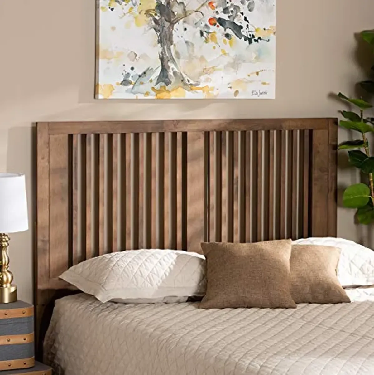 Baxton Studio Harena Headboards, Ash Walnut