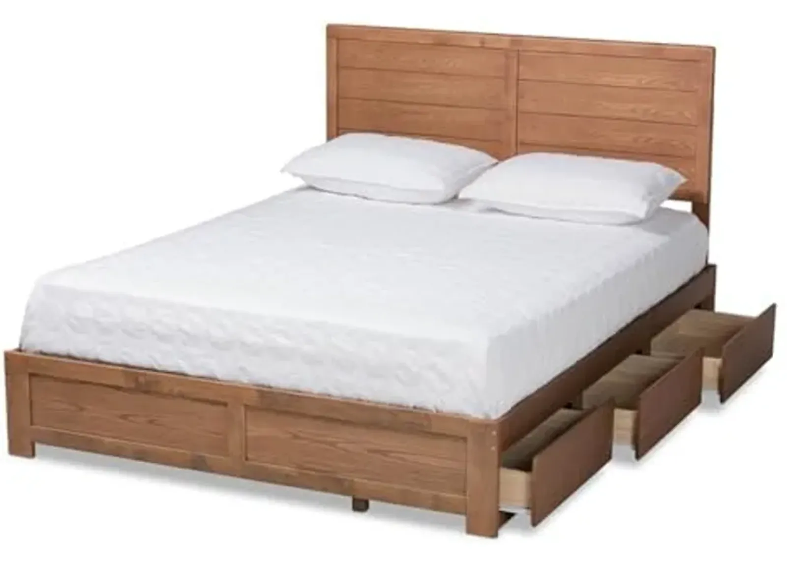 Baxton Studio Lisa Modern and Contemporary Transitional Ash Walnut Brown Finished Wood Full Size 3-Drawer Platform Storage Bed