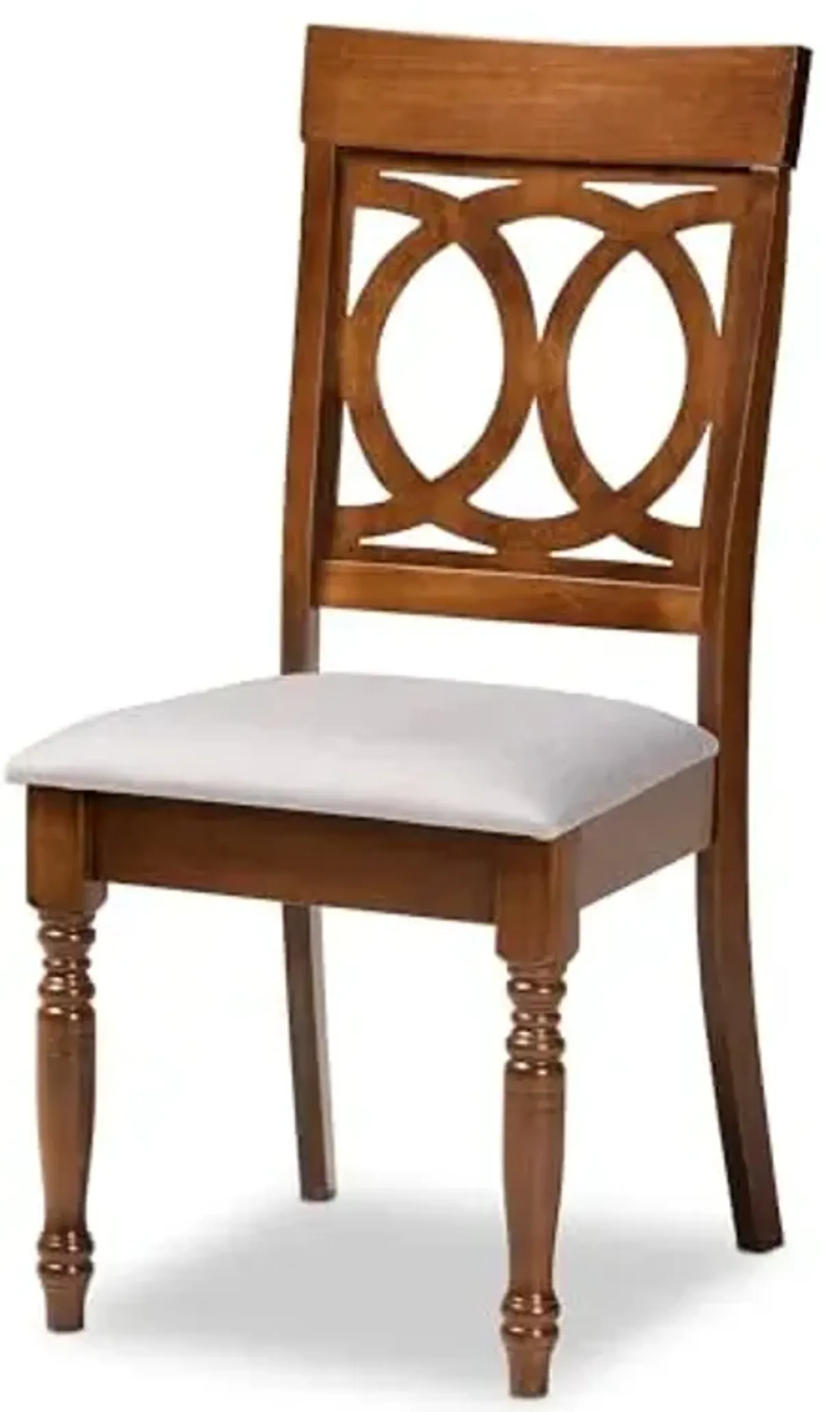 Baxton Studio Lucie Modern Fabric Dining Chair, Grey and Walnut, 4/Set