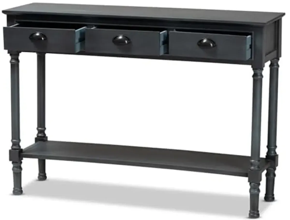 Baxton Studio Garvey French Provincial Grey Finished Wood 3-Drawer Entryway Console Table