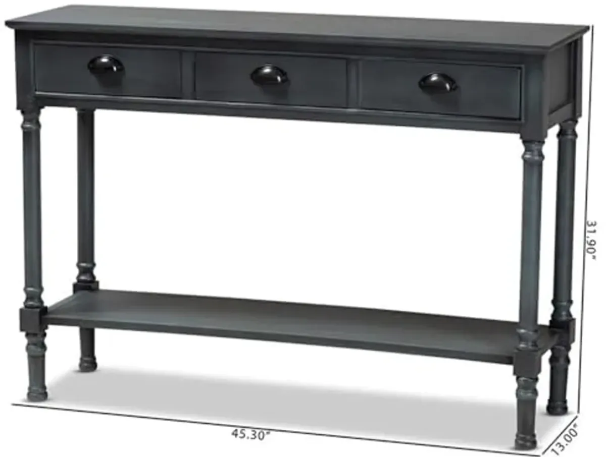 Baxton Studio Garvey French Provincial Grey Finished Wood 3-Drawer Entryway Console Table