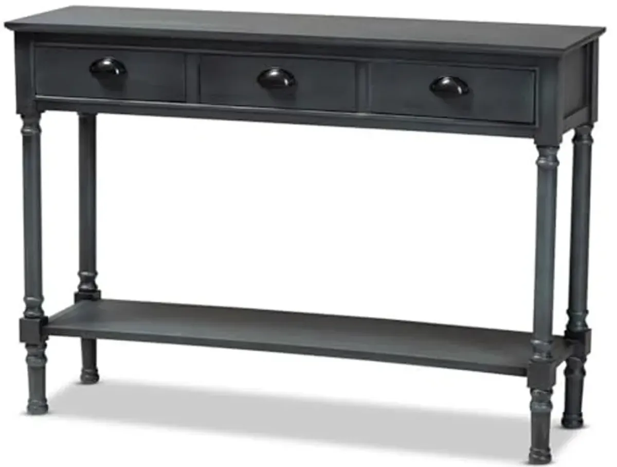 Baxton Studio Garvey French Provincial Grey Finished Wood 3-Drawer Entryway Console Table