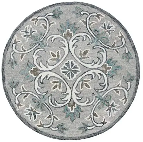 LR Home 6ft Round Indoor Natural Wool Area Rug for Home Decor | Carpet for Bedroom, Living Room, entryway, playroom | Hand Tufted Modern Farmhouse Boho Area Rug for Room Decor | Gray/Taupe