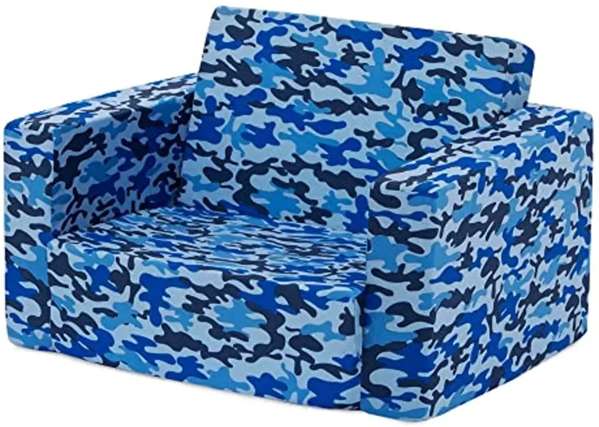 Delta Children Cozee Blue Camo Convertible Foam Chair to Lounger for Kids