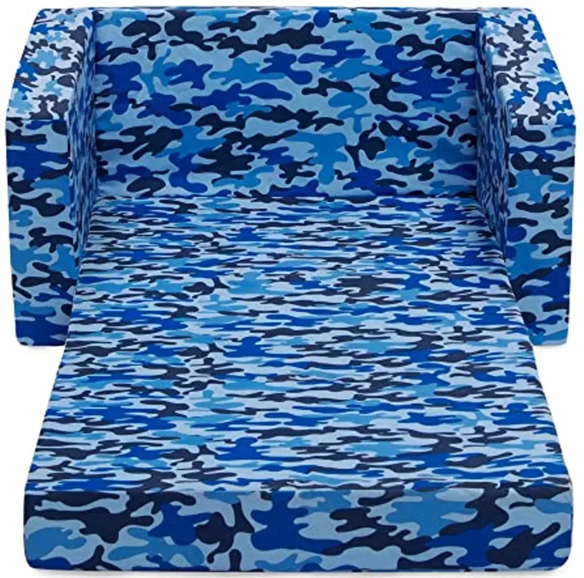 Delta Children Cozee Blue Camo Convertible Foam Chair to Lounger for Kids