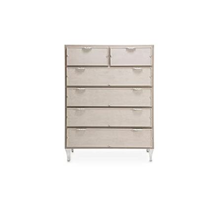 Michael Amini Camden Court 6-Drawer Wood Chest in Ivory Pearl & Taupe