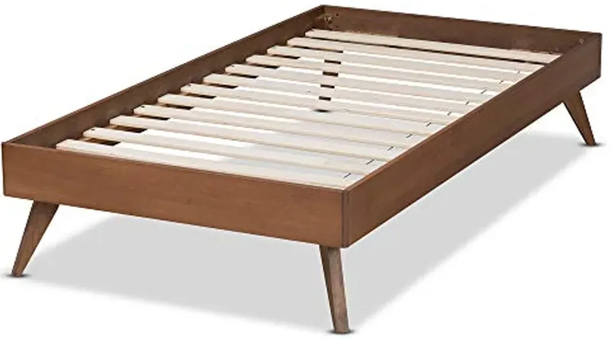 Baxton Studio Lissette Mid-Century Modern Ash Walnut Finished Wood Twin Size Platform Bed Frame