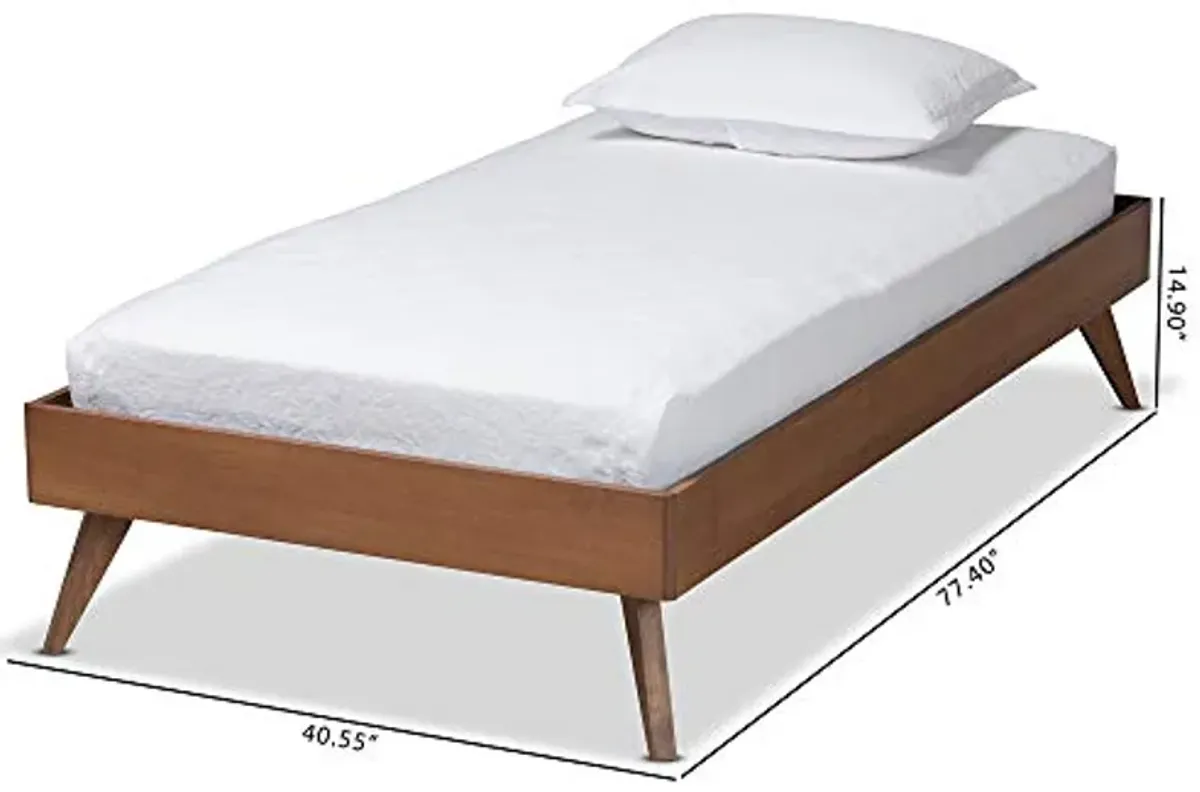 Baxton Studio Lissette Mid-Century Modern Ash Walnut Finished Wood Twin Size Platform Bed Frame