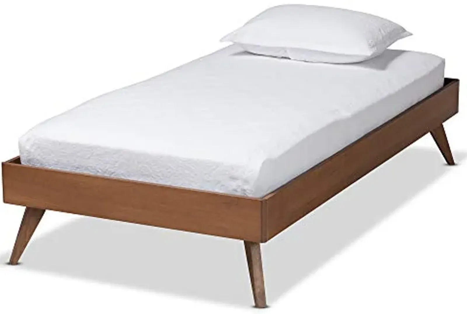 Baxton Studio Lissette Mid-Century Modern Ash Walnut Finished Wood Twin Size Platform Bed Frame