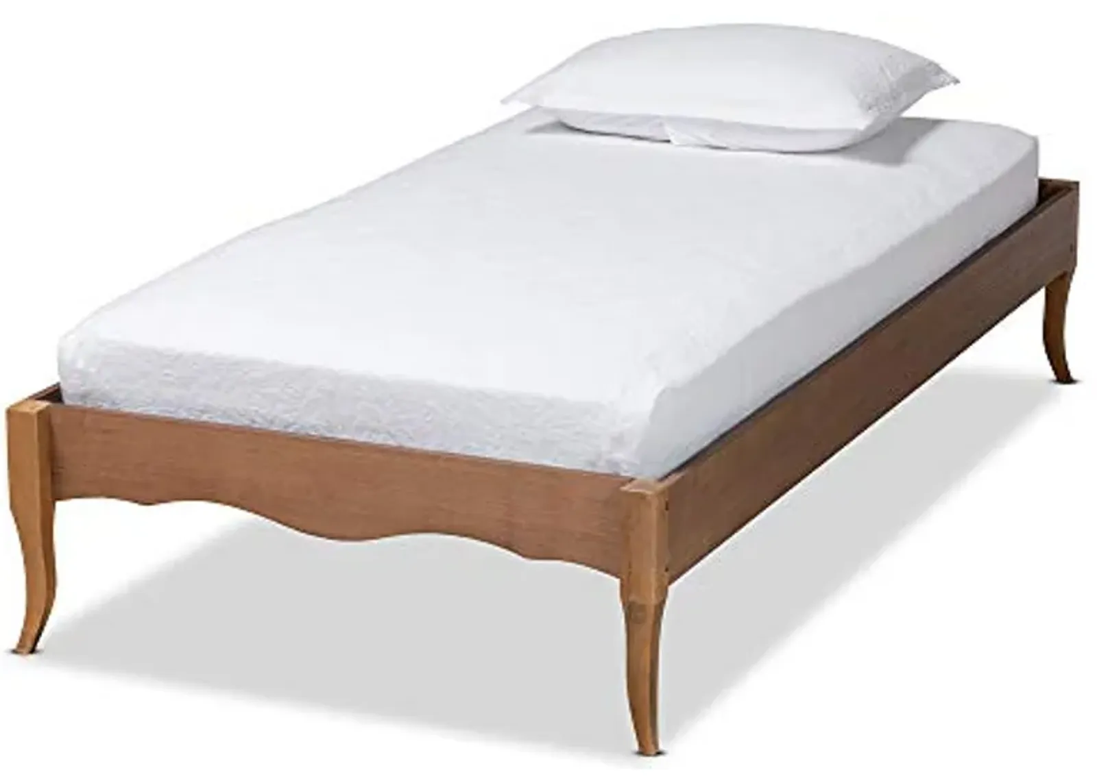 Baxton Studio Marieke Vintage French Inspired Ash Walnut Finished Wood Twin Size Platform Bed Frame