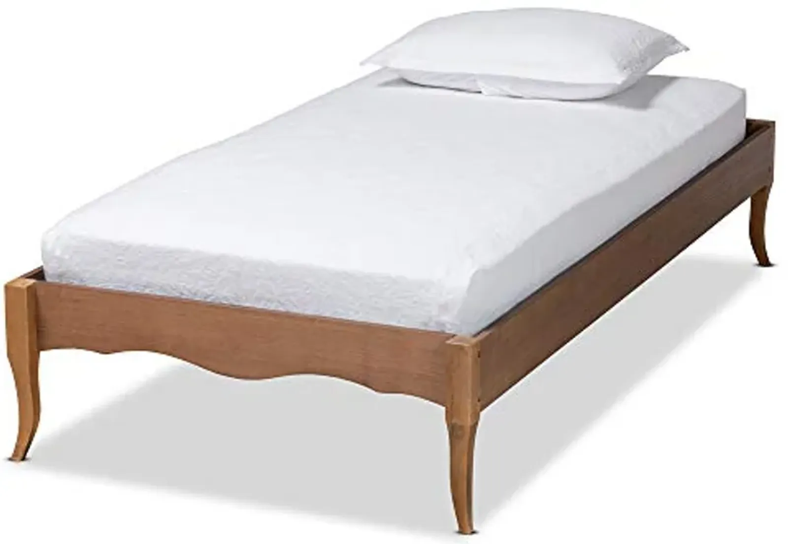 Baxton Studio Marieke Vintage French Inspired Ash Walnut Finished Wood Twin Size Platform Bed Frame