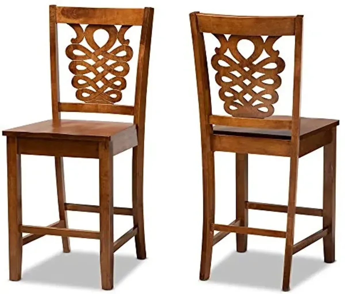 Baxton Studio Gervais Modern and Contemporary Transitional Walnut Brown Finished Wood 2-Piece Counter Stool Set