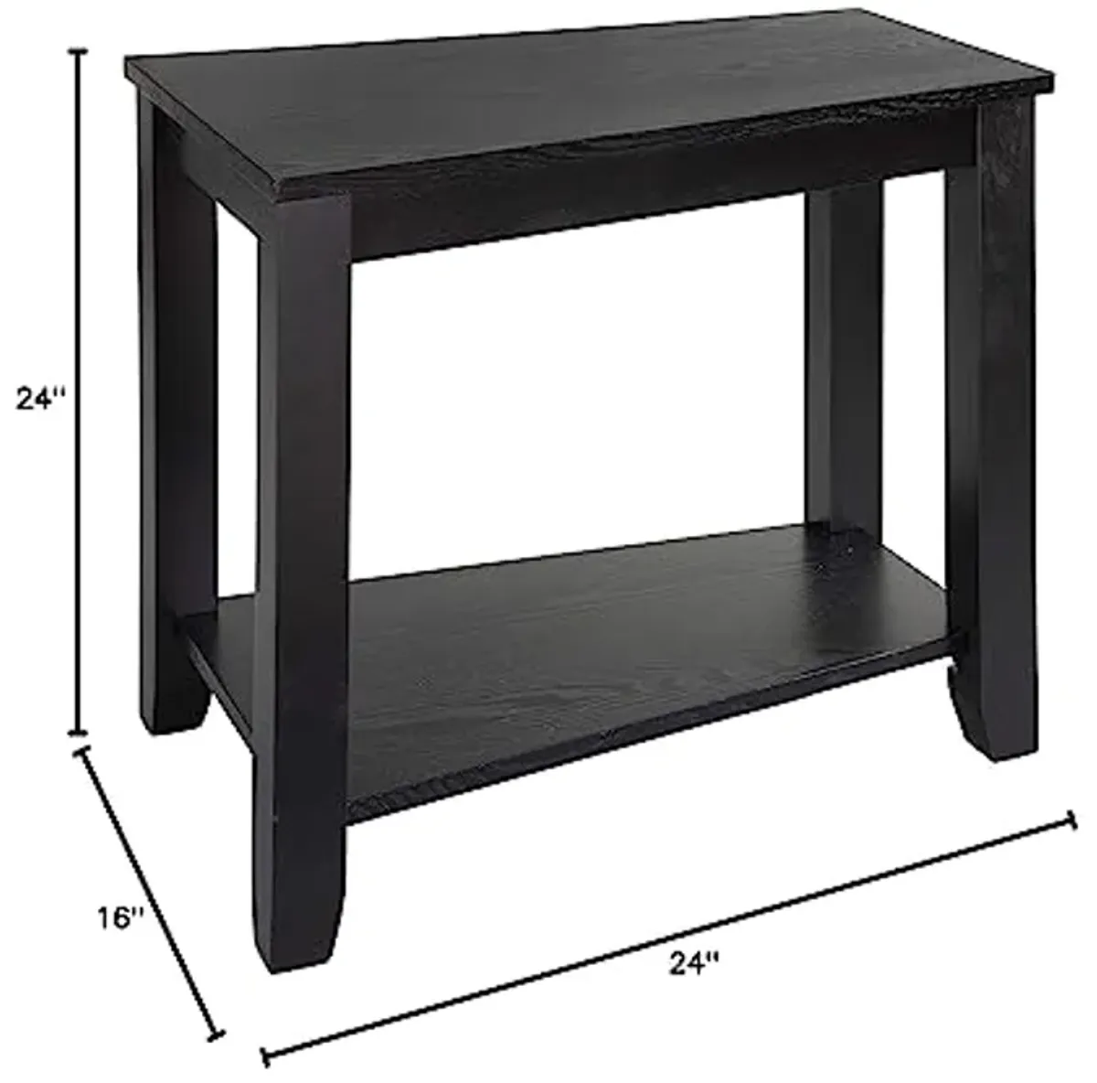 Lexicon Alder Wood Wedged Chairside Table, 16" x 24", Black