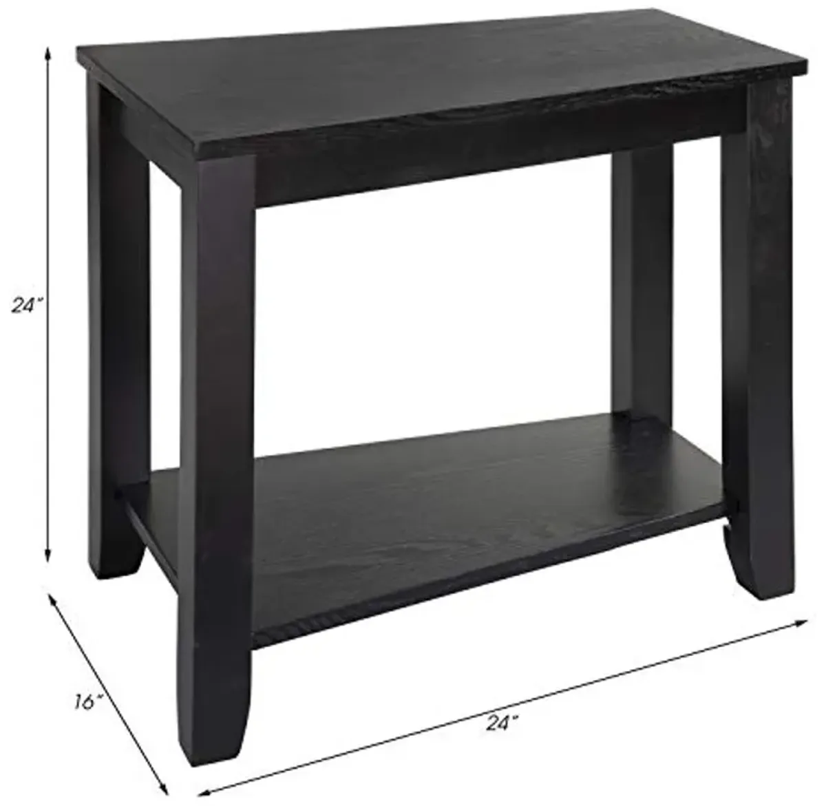 Lexicon Alder Wood Wedged Chairside Table, 16" x 24", Black