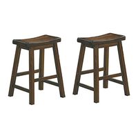 Lexicon Victoria Saddle Wood Counter Height Stools (Set of 2), 23.5" SH, Distressed Cherry